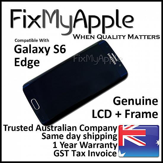 [Full OEM] Samsung Galaxy S6 Edge OLED Touch Screen Digitizer Assembly with Frame - Black Sapphire
